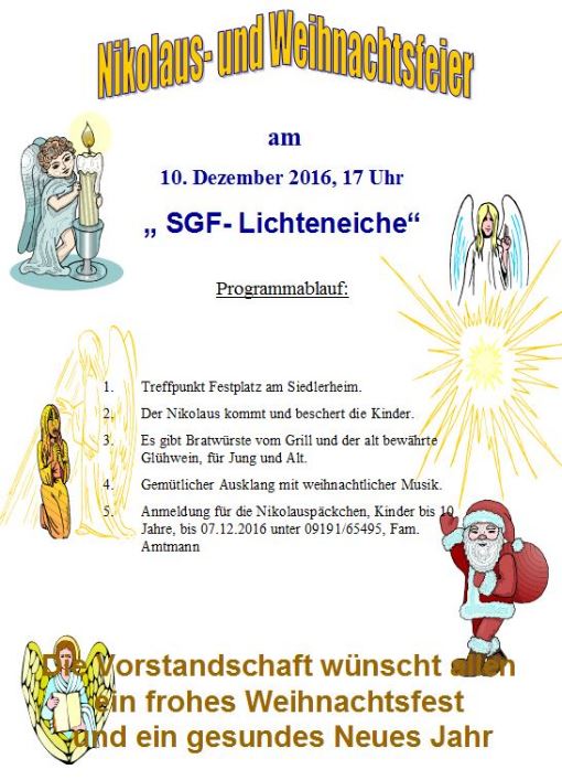 Einladung zur Weihnachtsfeier 2016