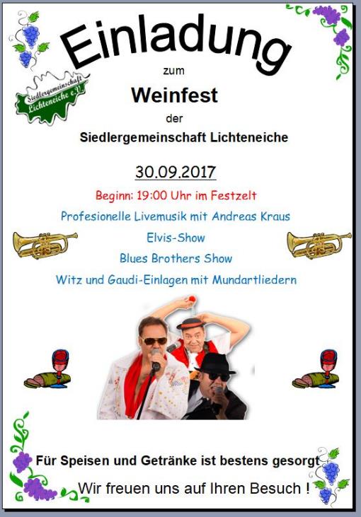 Einladung und Programm zum Weinfest 2017